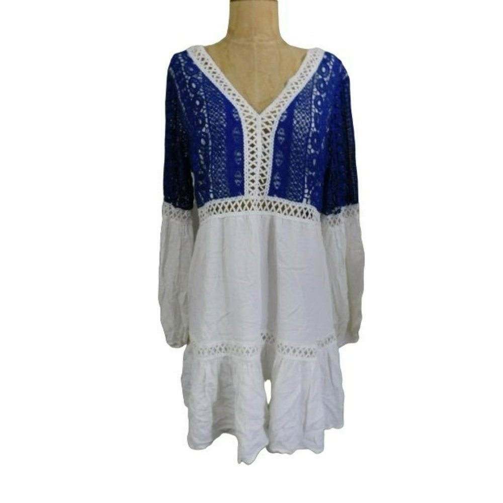 Boston Proper Size M Medium Boho Crochet Lace Peasant Style Dress NWT - Picture 4 of 4
